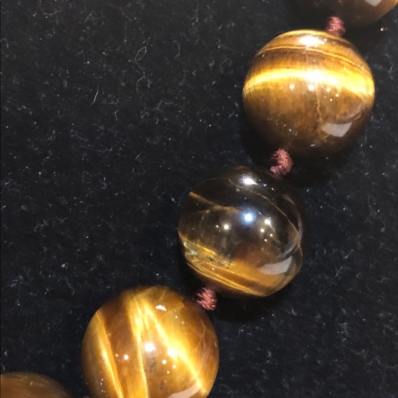 Gorgeous Tiger Eye Necklace wth Huge CZ Pave - Picture 5 of 6